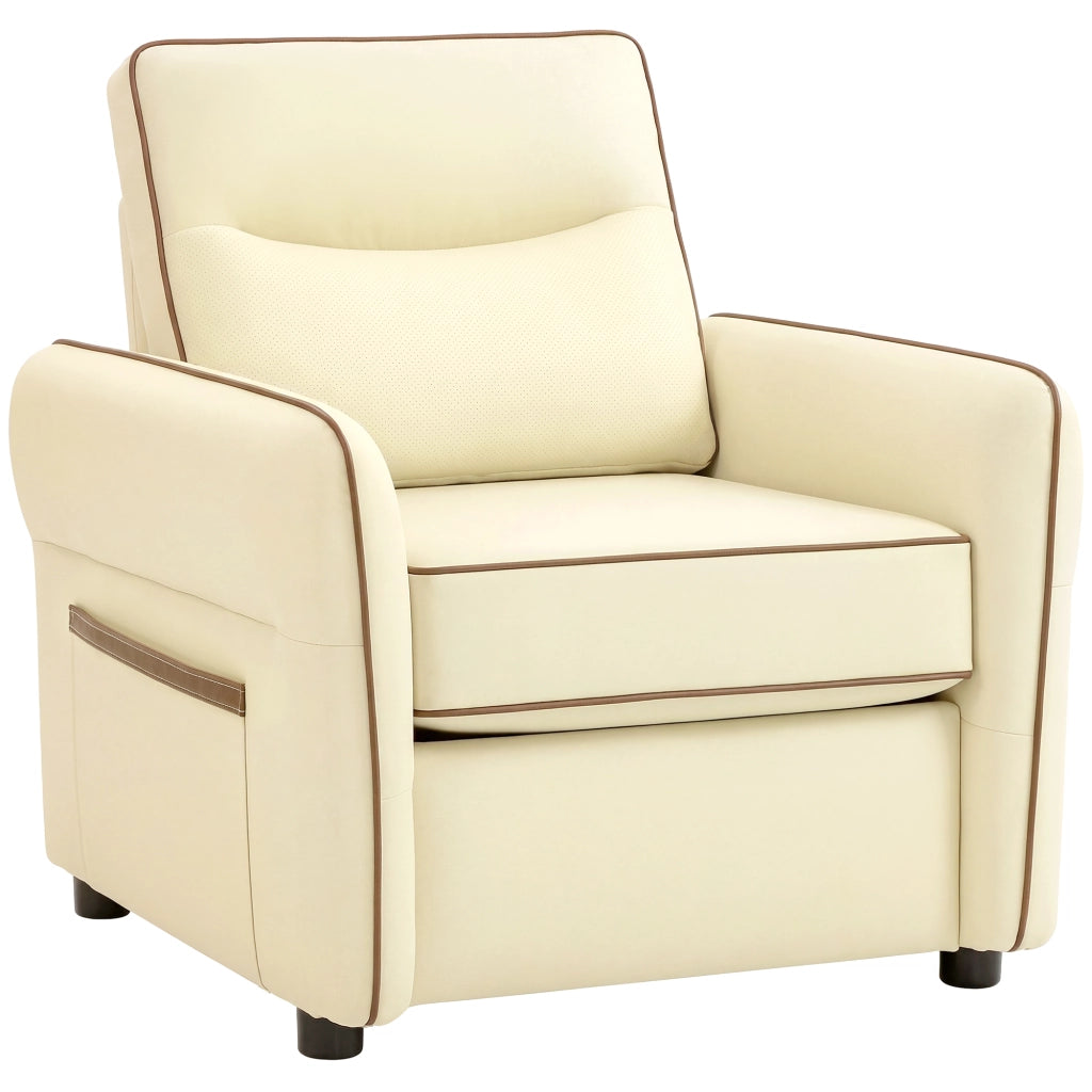 Poltrona Relax Moderna ¨C Xylo ¨C Similpelle Beige con Imbottitura Spessa e Tasca