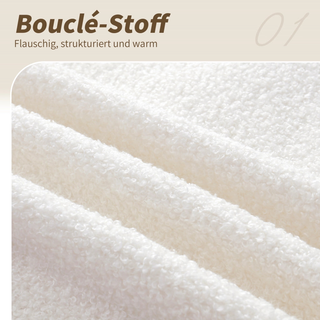 LETTO Contenitore 90x200 cm Bouclé Beige con rete a doghe