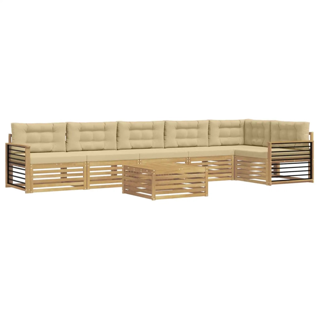 Set di divani da esterno con cuscino 7 pcs Bianco e Beige 3390618