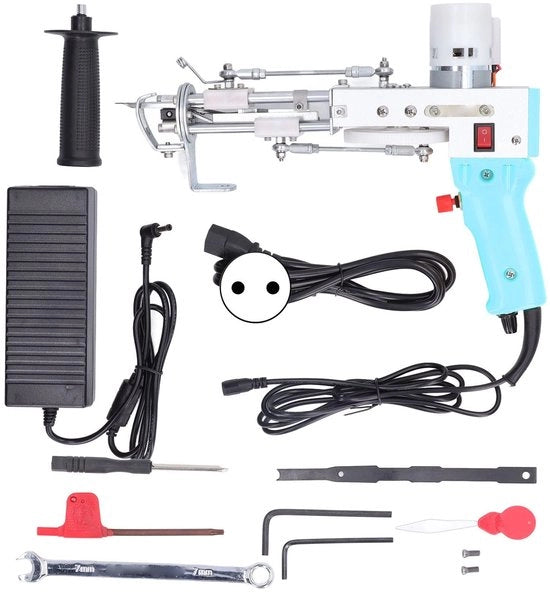 Kit di Tufting 2-in-1 - Maniglia a 360° - Funzione di Sicurezza - Breccia in Pile con Matrice Creativa - Macchina per Tappeti in Tufting