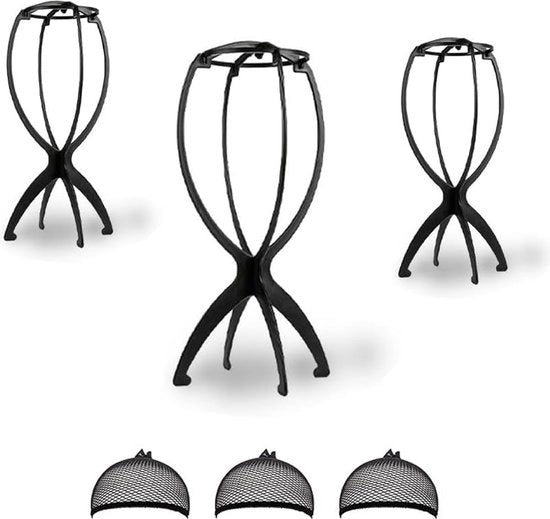 Set di 3 Supporti di Capelli Reclinabili - Nero
