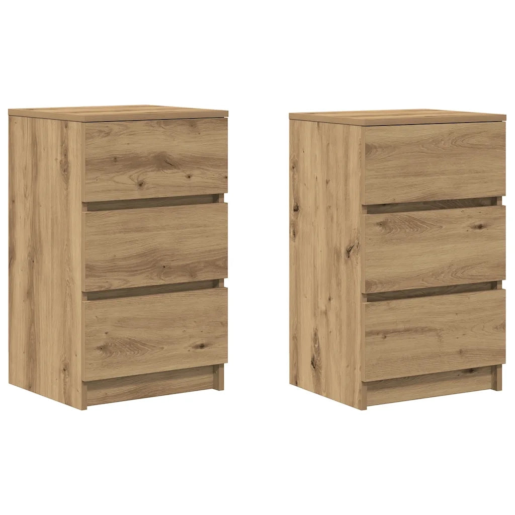 Comodini con 3 Cassetti 2 pz Rovere Artigianale 39x35x65 cm 861354