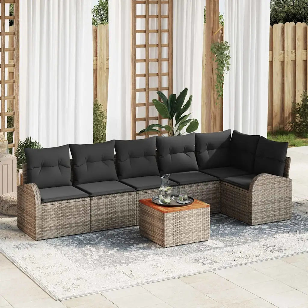 Set Divano da Giardino con cuscino 7 pcs Grigio polyrattan 3347587