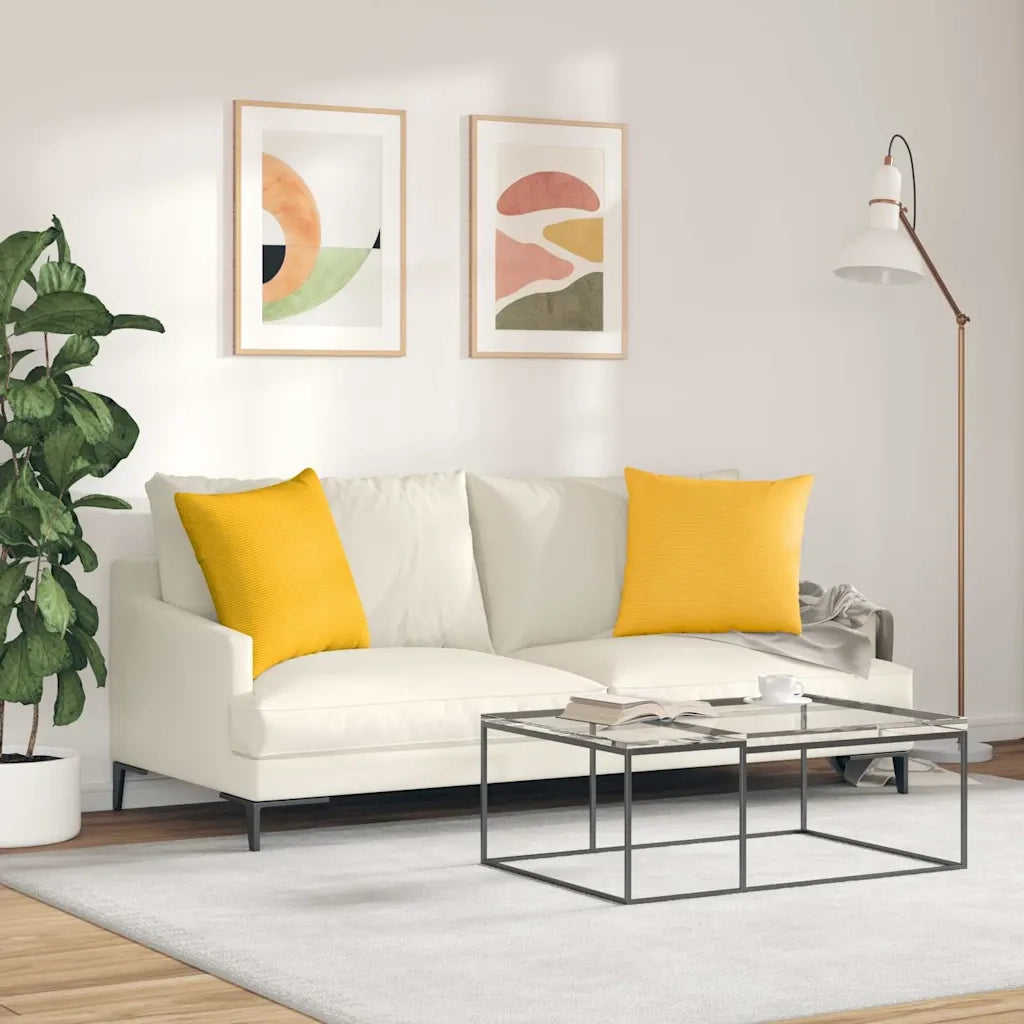 Cuscini da Divano 2 pz | Cuscini per sedie Giallo Chiaro 50 x 50 cm