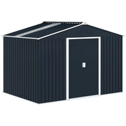Casetta Porta Attrezzi in Acciaio con Tetto Inclinato e 2 Porte Scorrevoli ¨C zephmum ¨C Grigio Scuro 277x195x192 cm