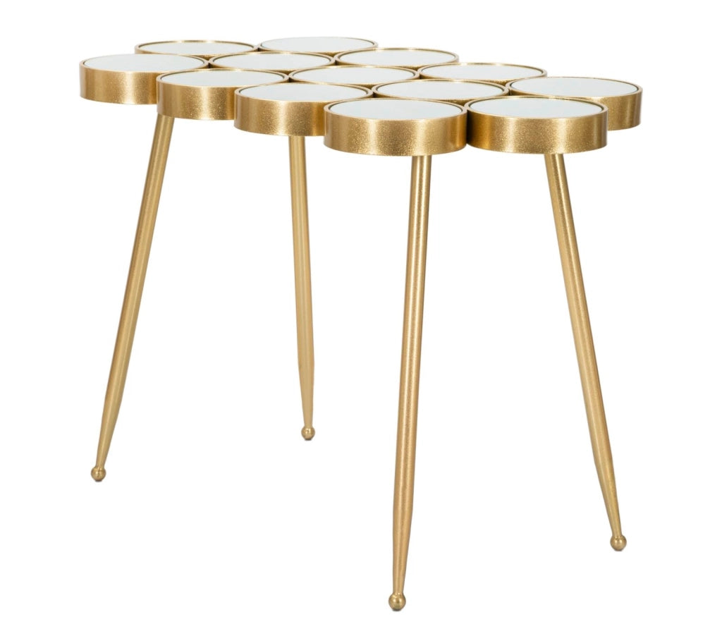 Tavolino Buttle 100x70x55 cm in Ferro e MDF Oro
