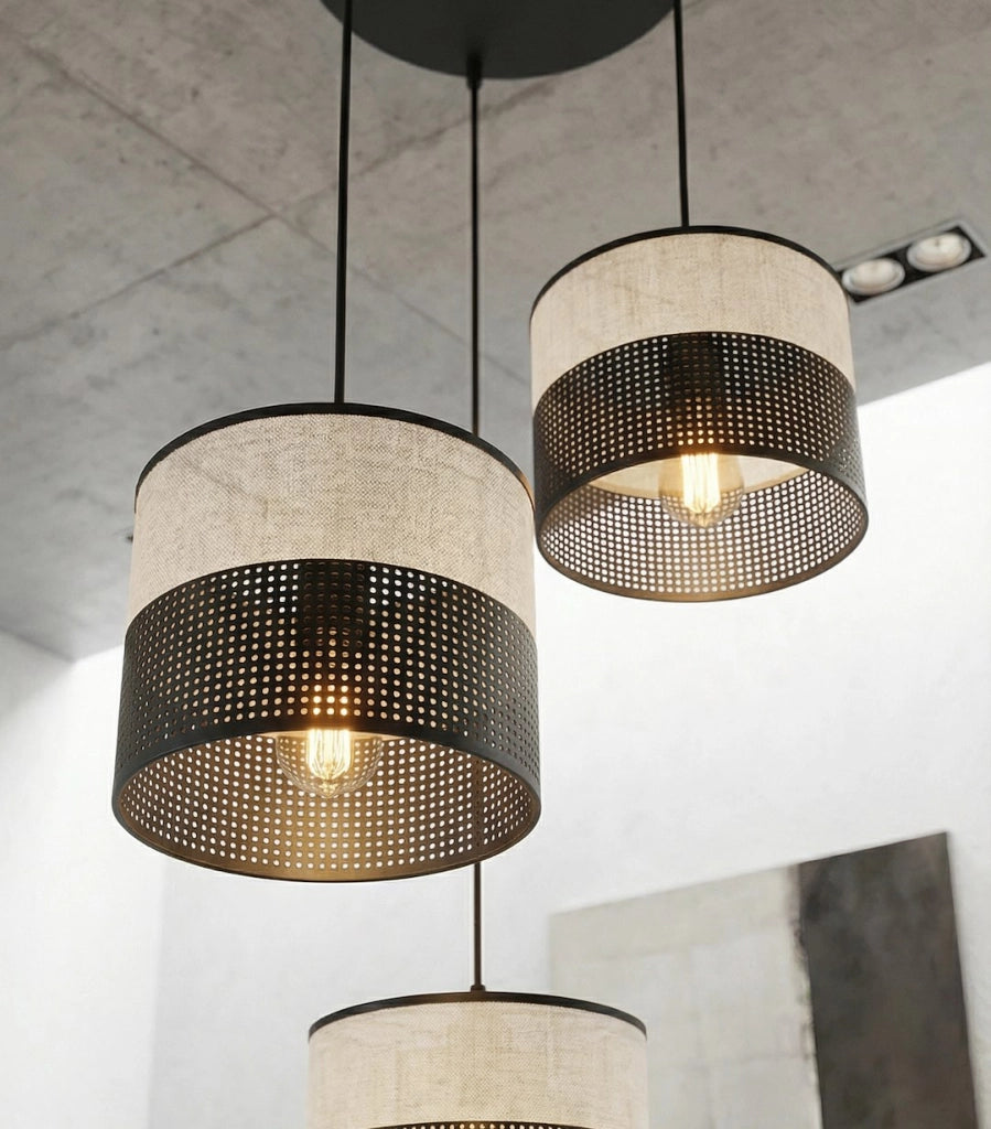 Lampada a sospensione KARBON nera 3xE27 Emibig