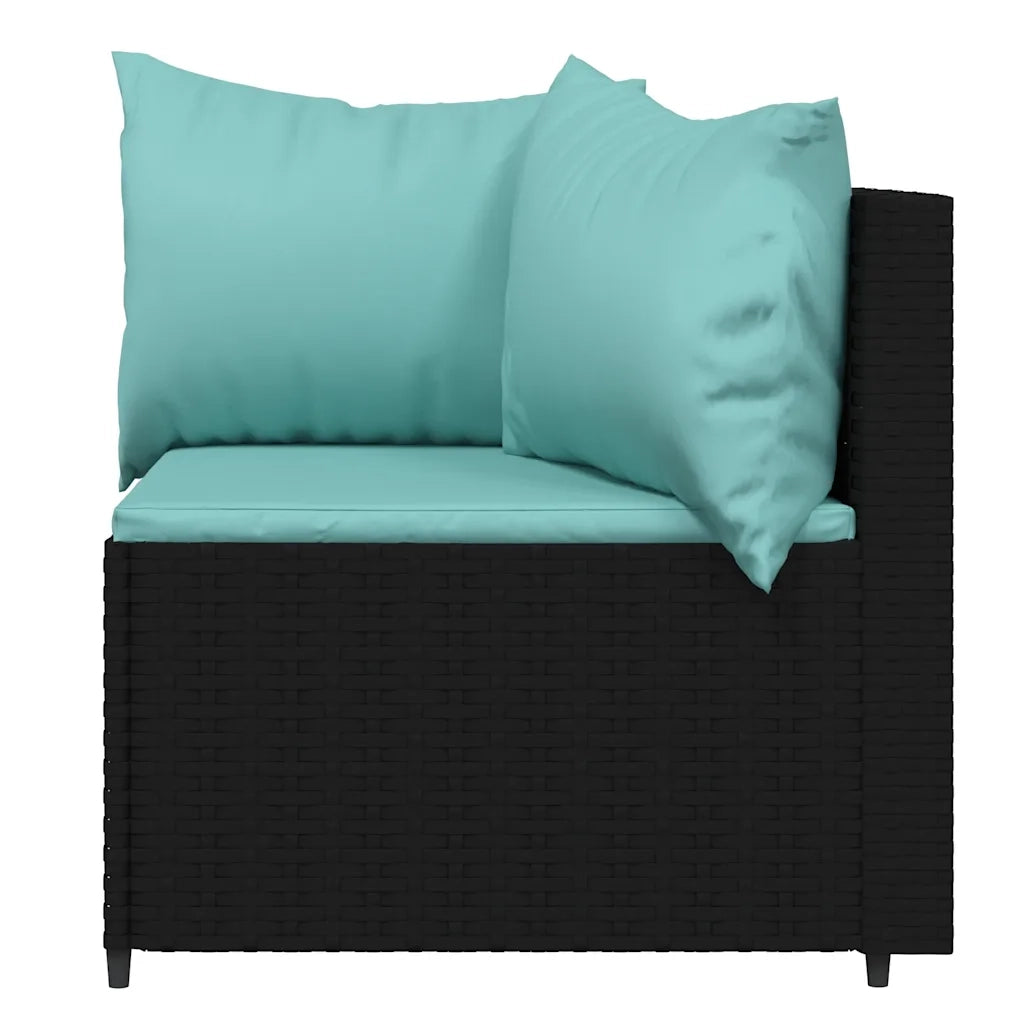 Divani Angolari da Giardino con Cuscini 2pz in Polyrattan Nero 319806