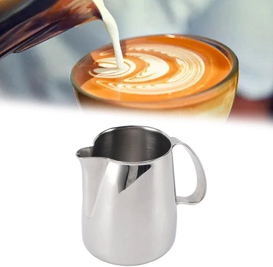 Strumento per Barista Professionale - Melkopschuimkan 500 ml - Materiale Roestvrij Staal - Tappo Senza Gocce - Corrosione e Usura Resistenti - Melkkan Durevole