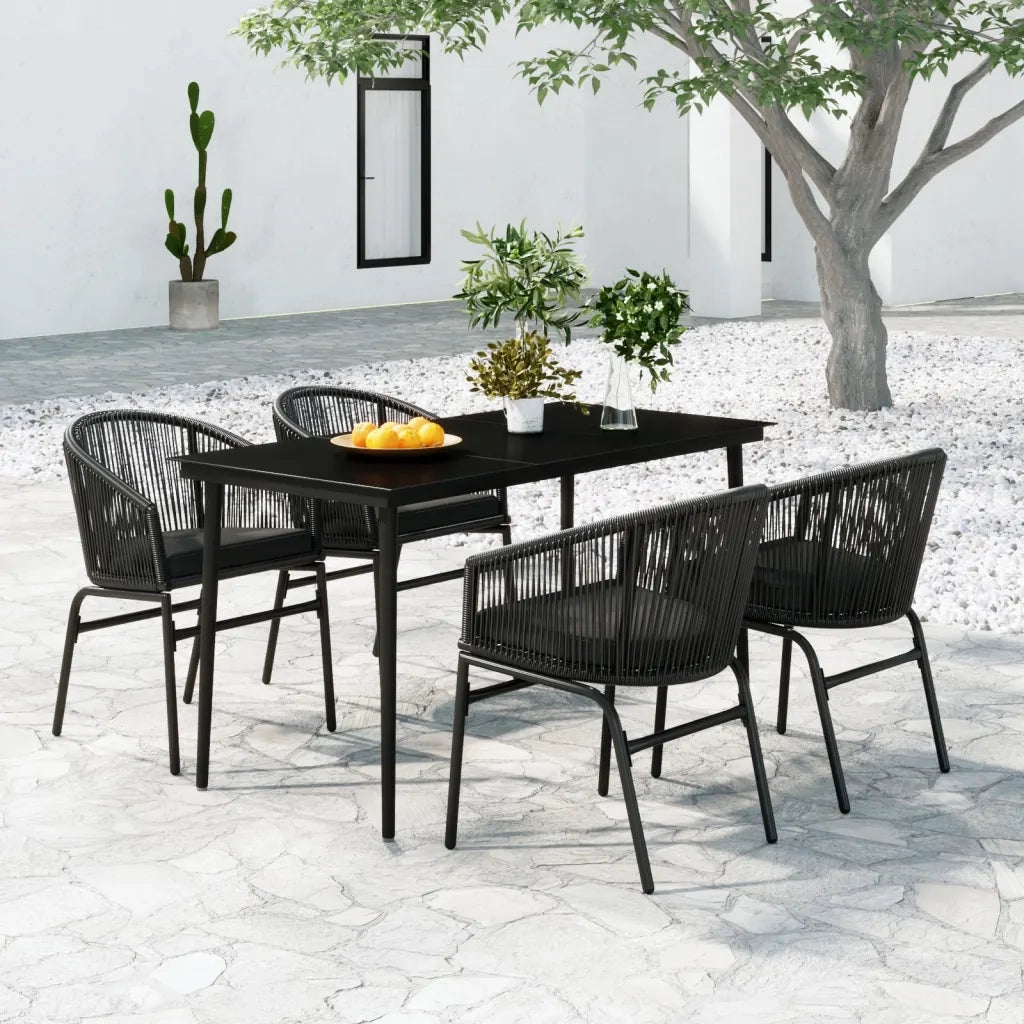 Set da Pranzo per Giardino 5 pz Nero 3099241