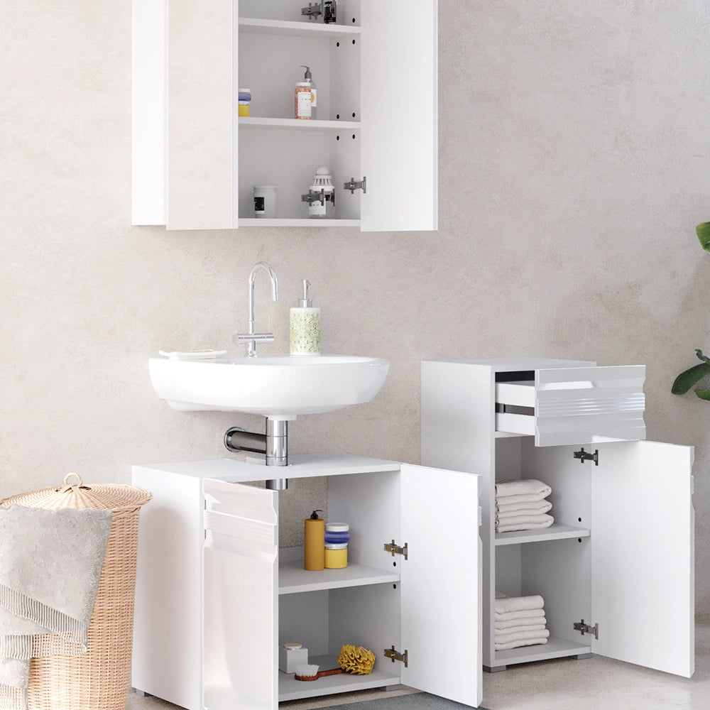 Vicco Set mobili bagno Bianco lucido 3 parti