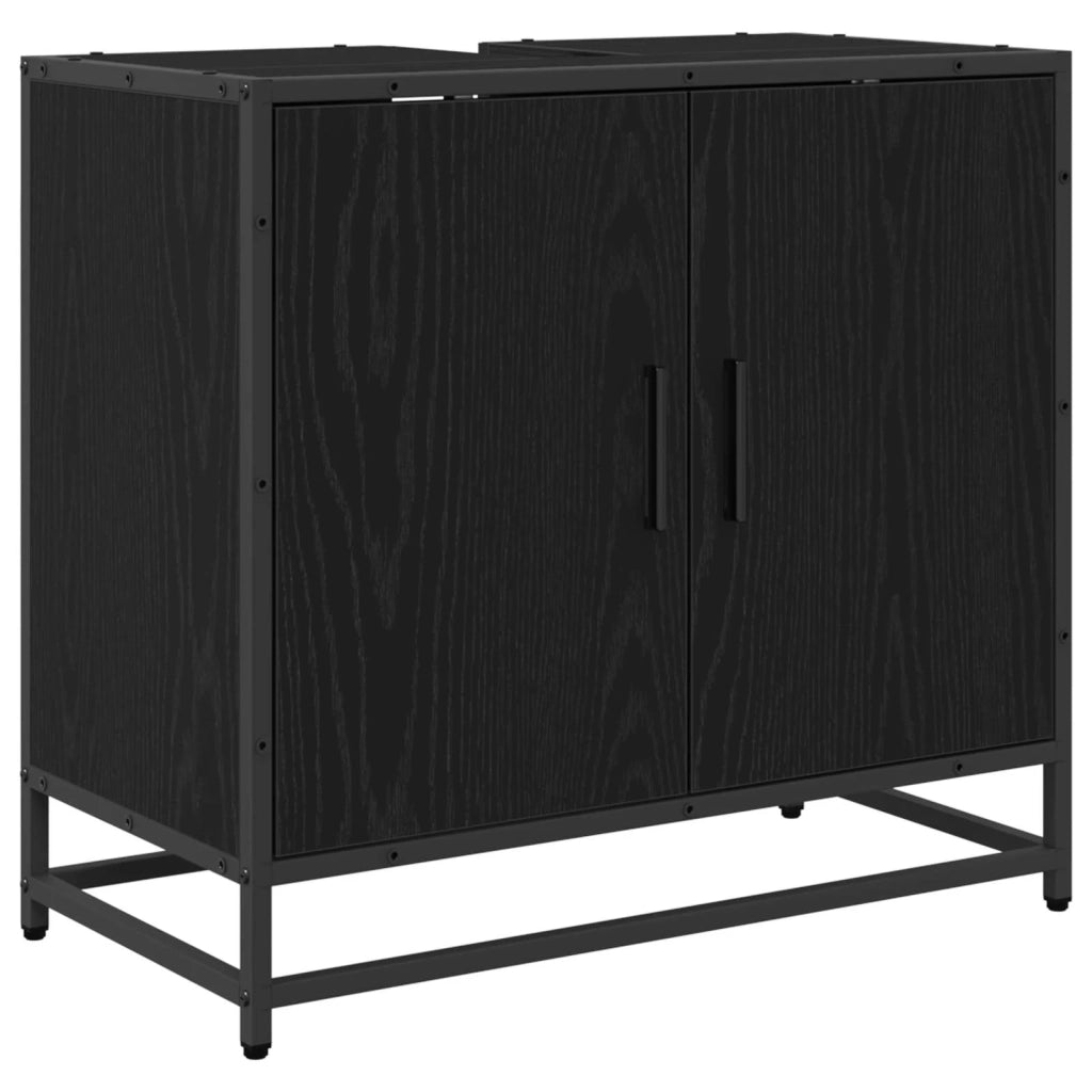 Set di mobili per il Bagno | Armadio da bagno 3 pz Rovere Nero Legno multistrato