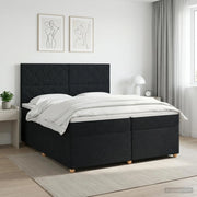 Letto box spring con materasso Nero 200 x 200 cm Tessuto 3453972
