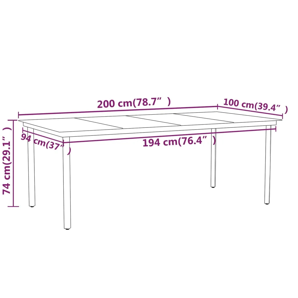 Set Mobili da Pranzo per Giardino 7 pz Nero 3099105