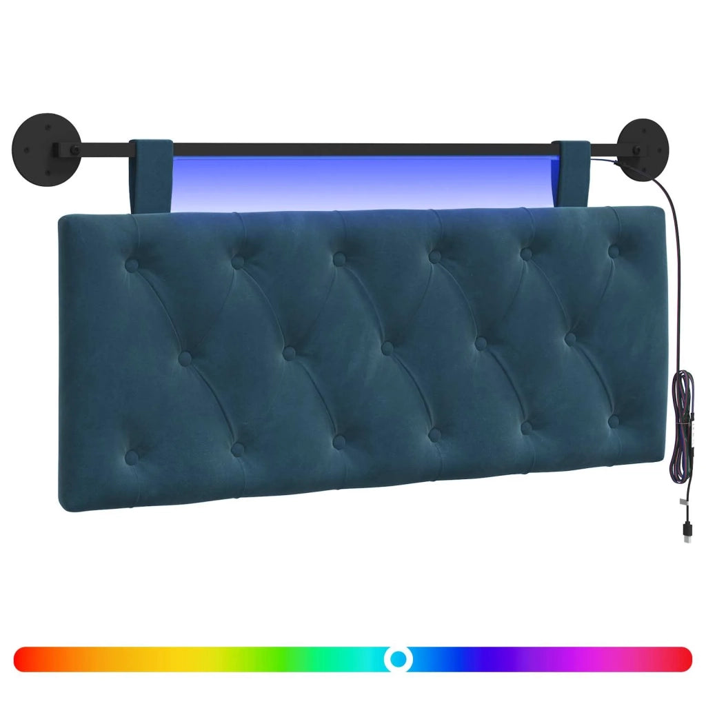 Testiera | Testata sospesa Con luce LED Blu Velluto