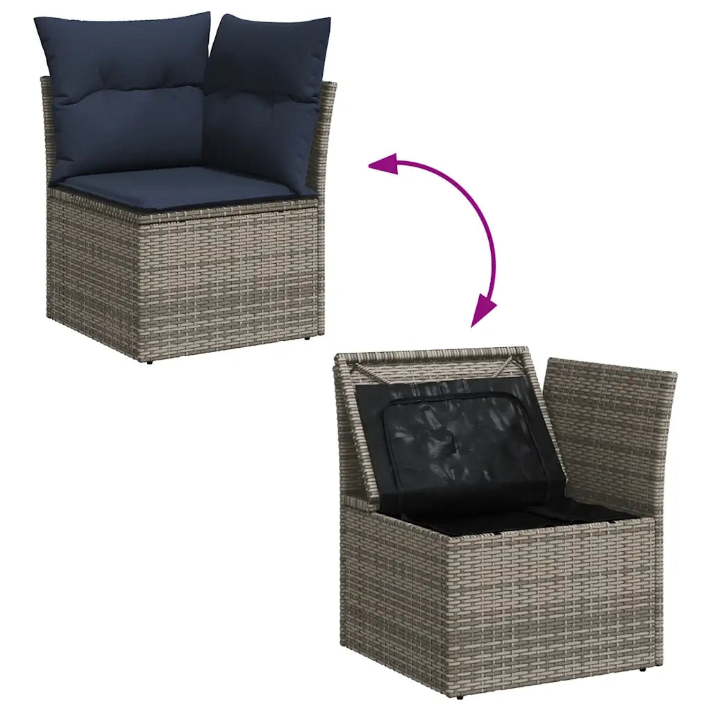 Set Divano da Giardino 8 pz con Cuscini Grigio in Polyrattan 3325317