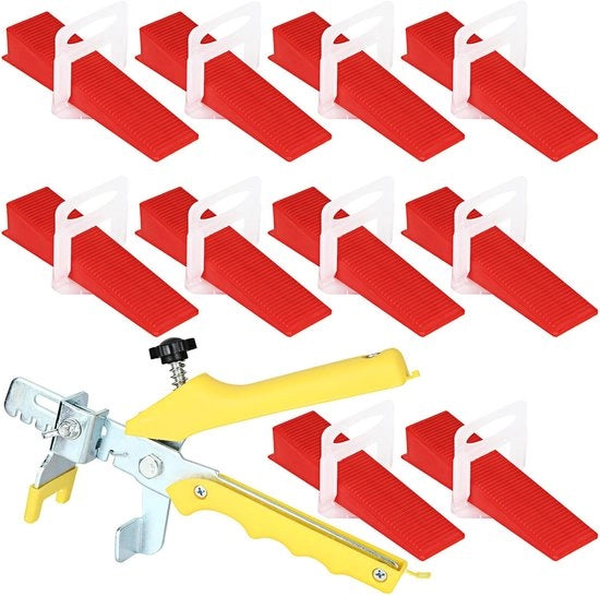 Sistema di livellamento 601 pezzi - Livellatore 1,5 mm - 500 pezzi di guida - 100 pannelli riciclabili - 1 punter - Livellamento efficiente per la posa di piastrelle - Kit di piastrelle