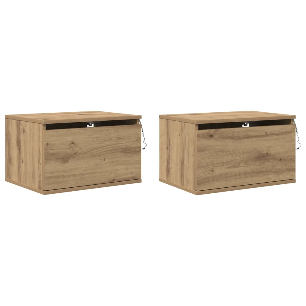 Mobiletto da comodino a parete 2 pcs Rovere artigianale 863081