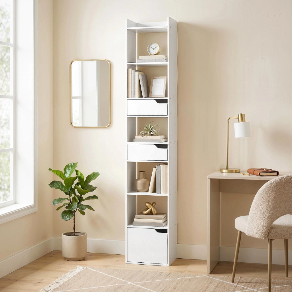 Libreria con ante e cassetti ¨C Minimal ¨C bianco 32x24x181.5