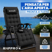 RMF PRO Sdraio da Giardino Pieghevole NERA