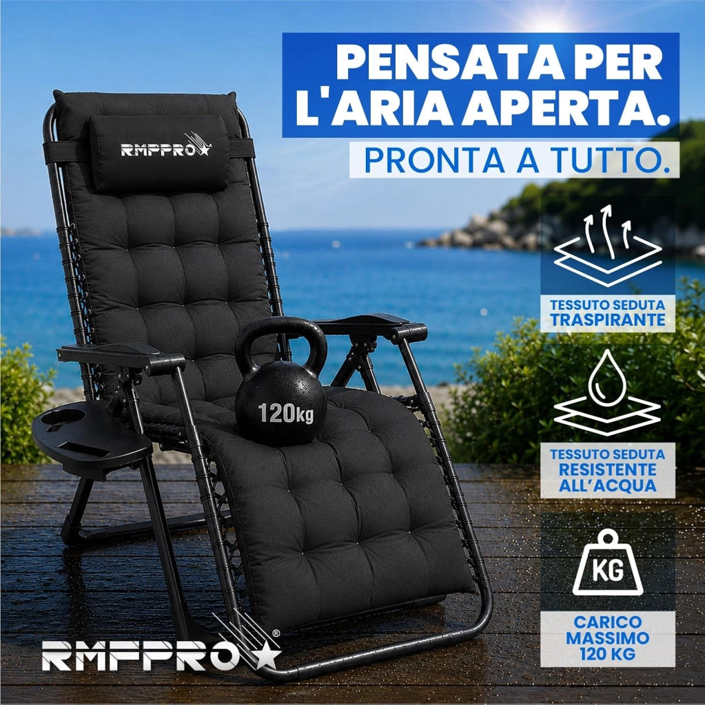 RMF PRO Sdraio da Giardino Pieghevole NERA
