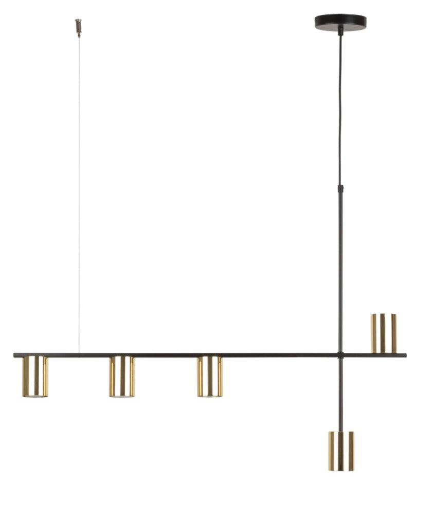 Lampada sospensione moderna nero-oro Vendo 5 GU10 Sigma
