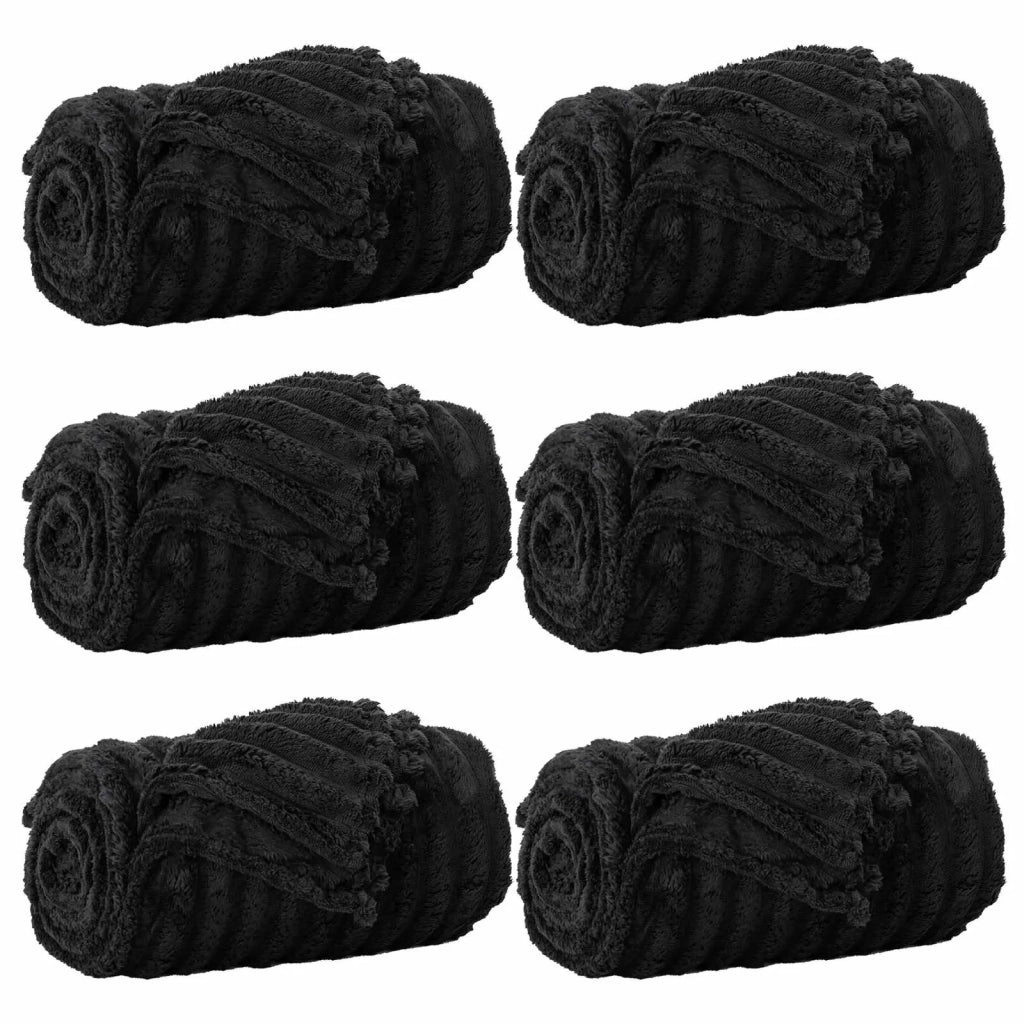 Coperte da Pile 6 pz Nero 150 x 130 cm Panno