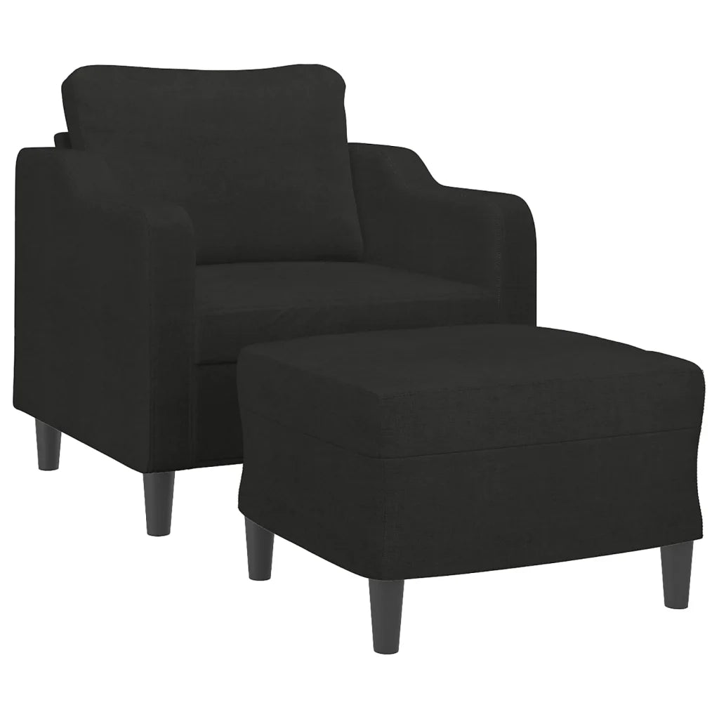 Poltrona con Poggiapiedi Nero 60 cm in Tessuto