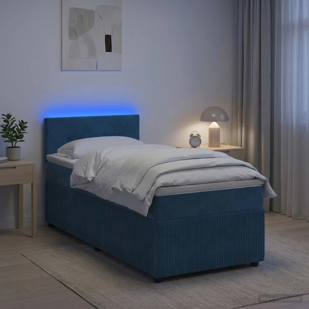 Letto box spring con materasso Blu 80 x 200 cm Velluto 3453033