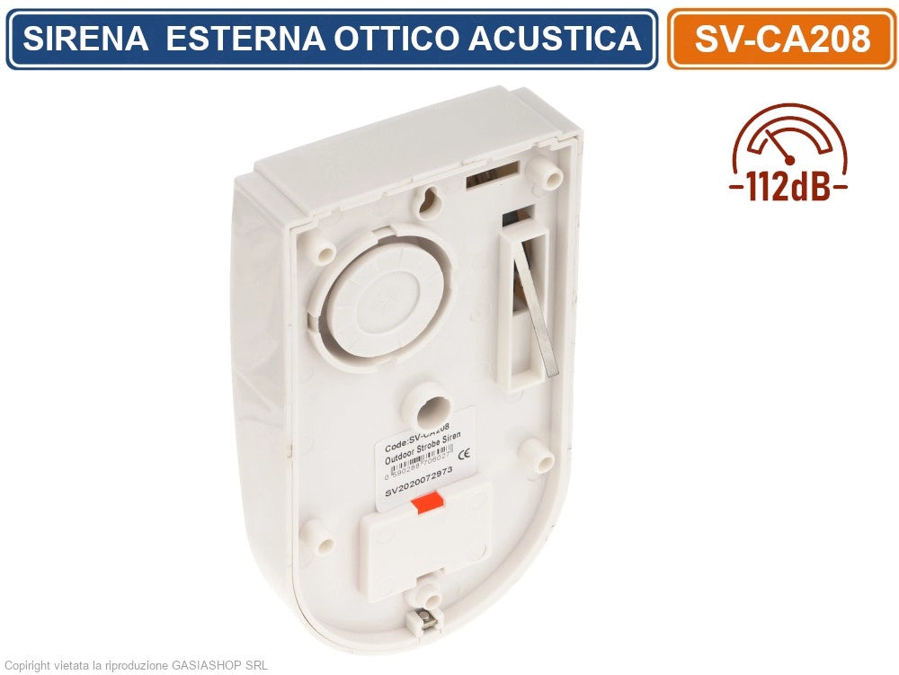 SIRENA SEGNALATORE ALLARME OTTICO ACUSTICO PIEZOLETTRICO 12DB ESTERNO