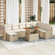Set Divano da Giardino con cuscino 9 pcs Beige polyrattan