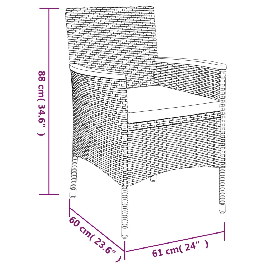 Set da Pranzo da Giardino 5 pz con Cuscini in Polyrattan Grigio 3187382