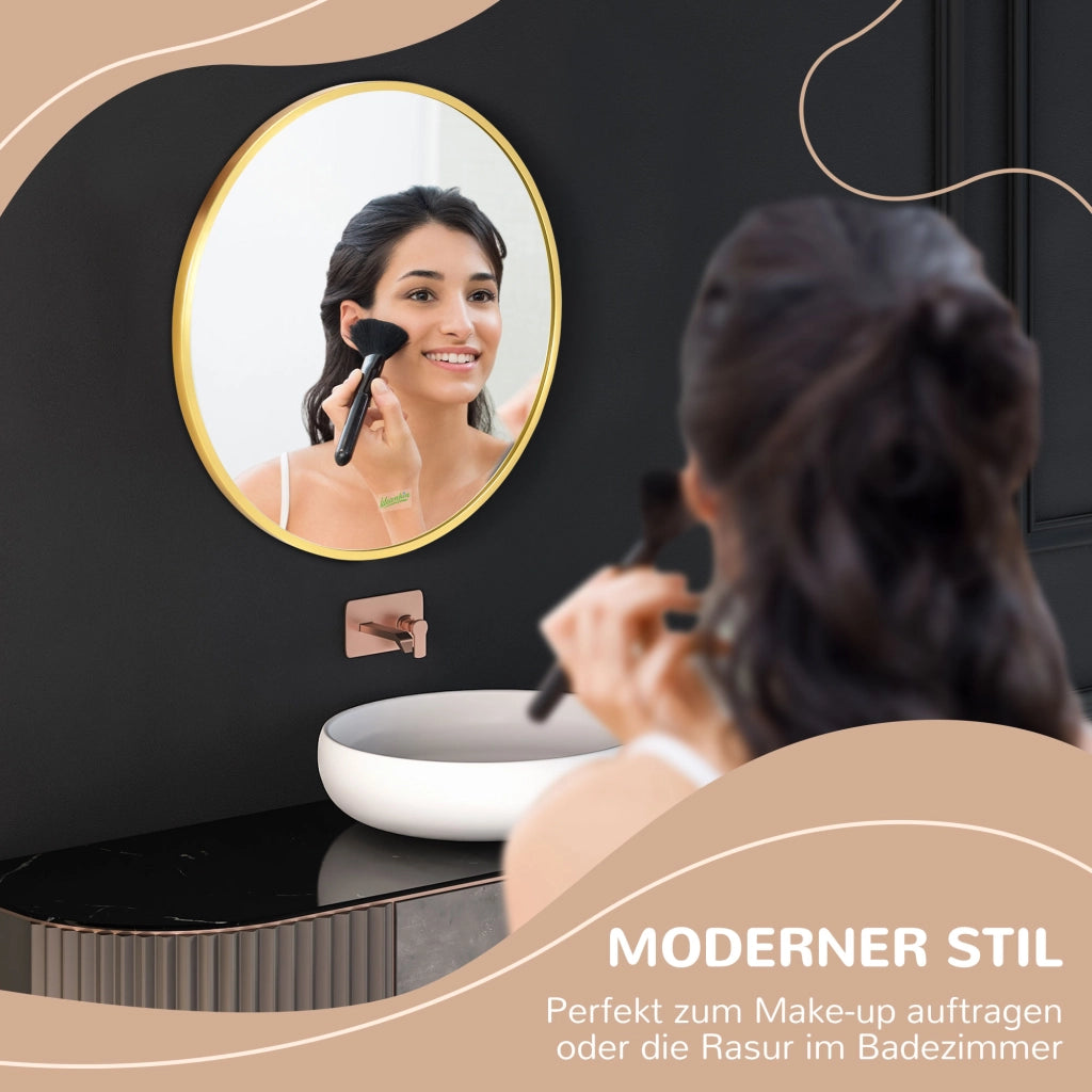 Specchio da parete tondo con cornice metallo ¨C Minimal ¨C oro ?50 cm