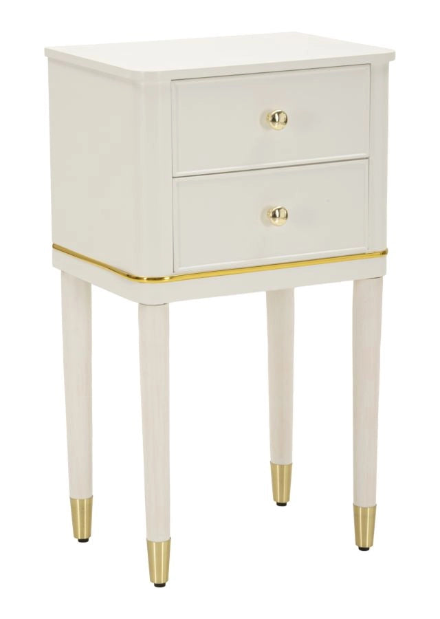 Comodino Camille Bianco 40 cm - Legno di Pino e MDF, Stile Shabby Chic, Design Classico reinterpretato in chiave moderna - 142913000B