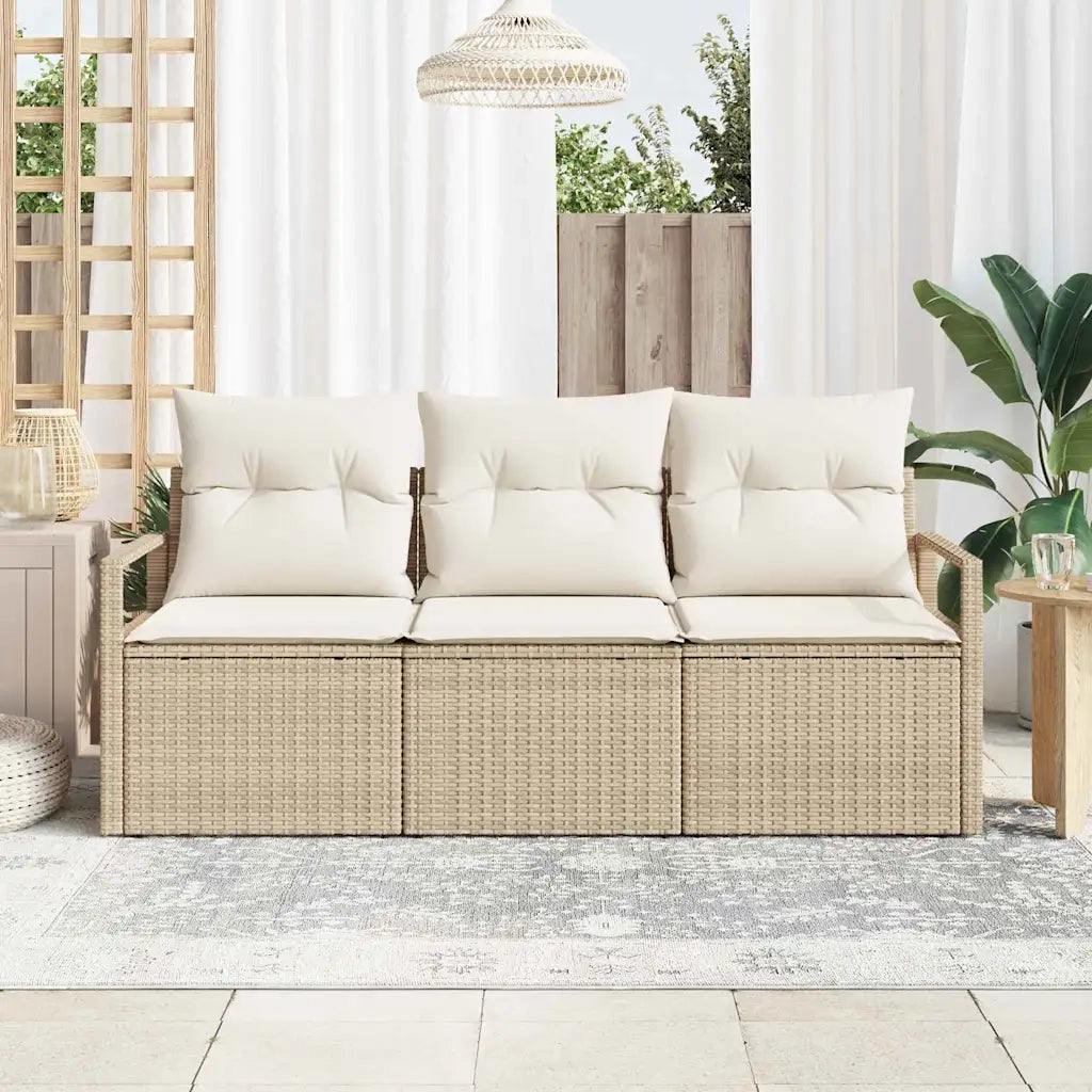 Set di divani 3 pcs Beige polyrattan