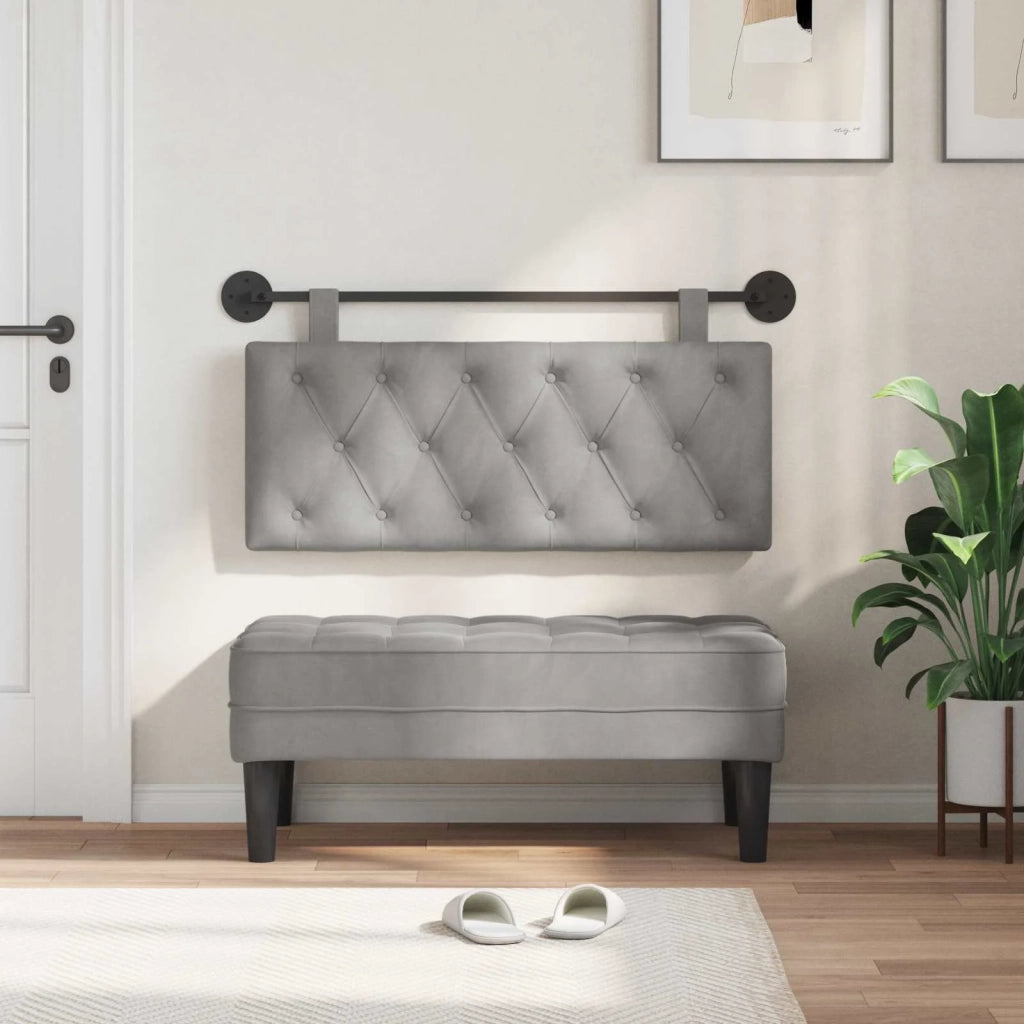 Testiera | Testata sospesa Con luce LED Grigio Chiaro Velluto