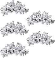 Accessori per capelli eleganti a forma di fiore con cristalli e strass in argento - set di 5 pezzi - alta qualità