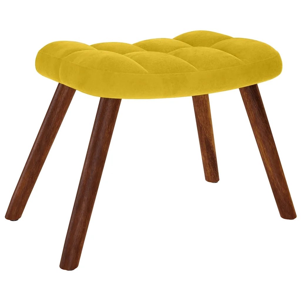 Poltrona Relax con Sgabello in Velluto Giallo 4016828