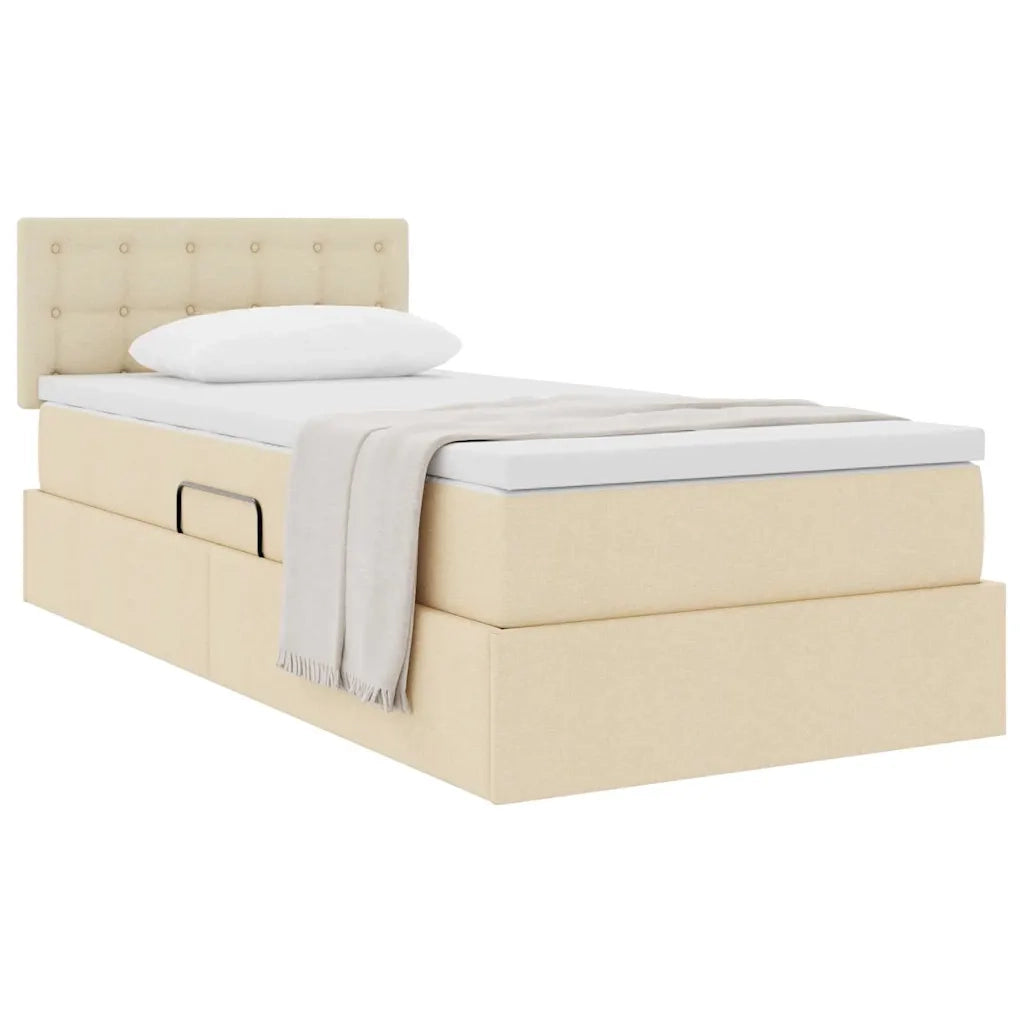 Letto con contenitore e materasso Crema 90 x 200 cm