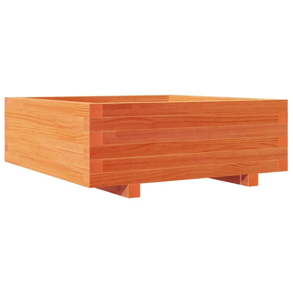 Fioriera | Cassetta per fiori | Vaso Giardino Marrone Cera 70x70x26,5cm Legno Massello Pino