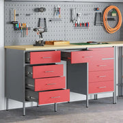 Mobile da lavoro 3 pcs Rosso Legno ingegnerizzato e acciaio 3321377