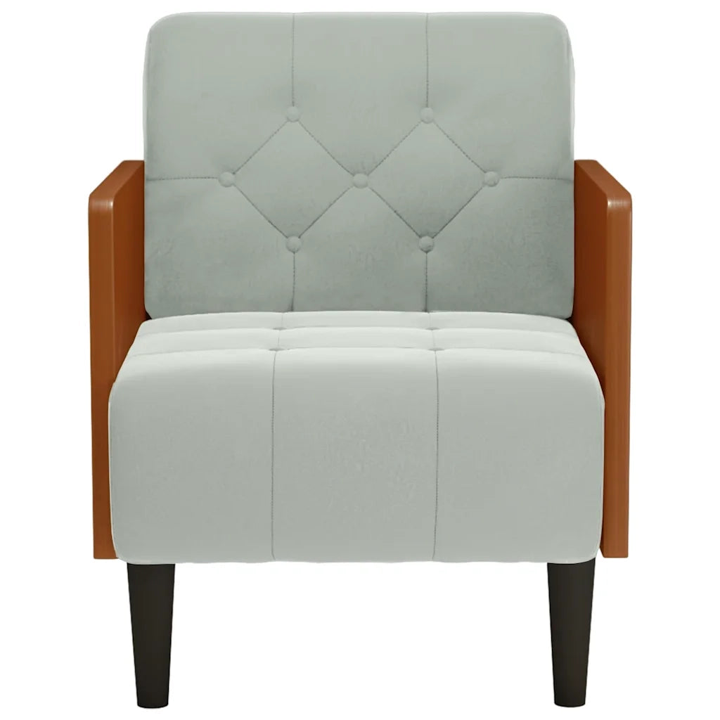 Divano Sedia con Braccioli Grigio Chiaro 55 cm in Velluto 4100595