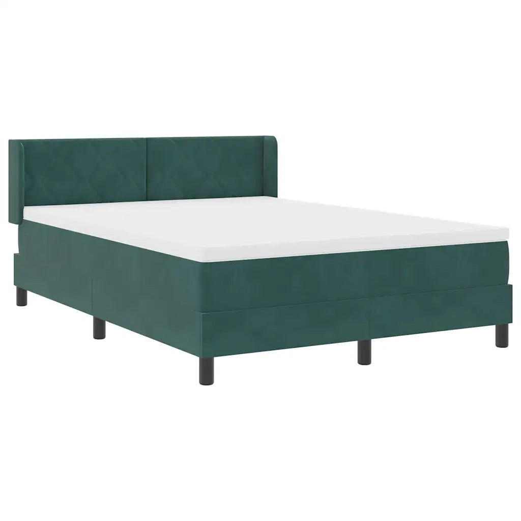 Letto a molle con materasso Verde Scuro 200 x 140 cm Poliestere