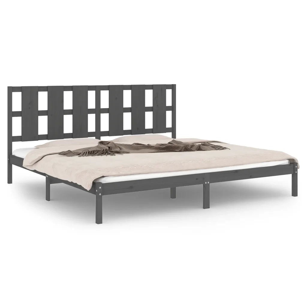 Giroletto-Struttura Letto Grigio in Legno Massello di Pino 200x200 cm 789557
