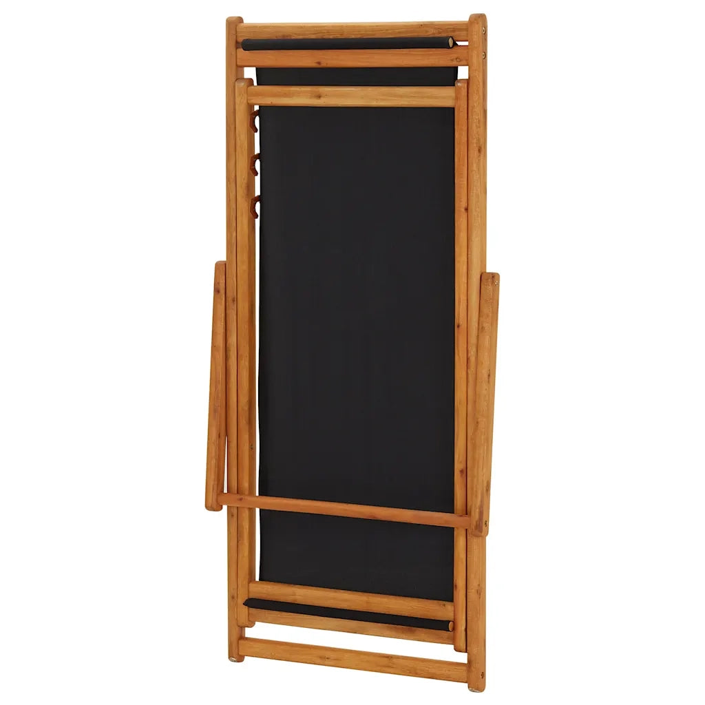 Sdraio Pieghevole in Legno di Eucalipto e Tessuto Nero CFW7164111