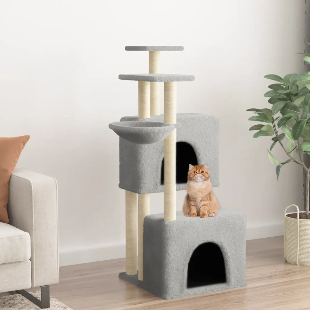 Albero per Gatti con Tiragraffi in Sisal Grigio Chiaro 122 cm CFW8845149