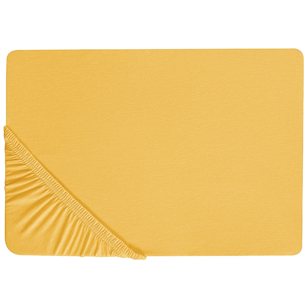Lenzuolo con angoli cotone giallo senape 160 x 200 cm con bordi elastici modello classico a tinta unita camera da letto classica