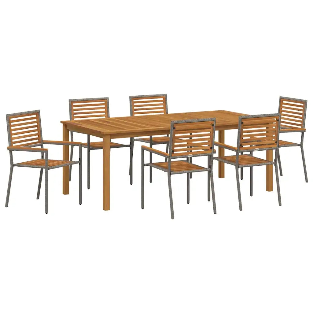 Set da Pranzo per Giardino 7 pcs Grigio
