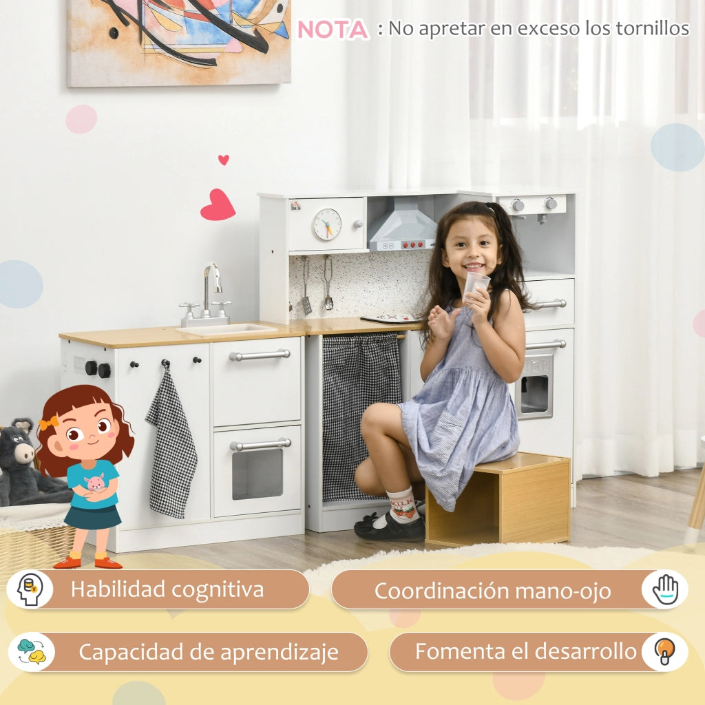 Cucina Giocattolo in Legno per Bambini ¨C Minimal ¨C Bianco con Luci e Suoni