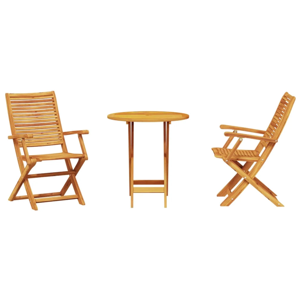 Set Bistro Pieghevole 3 pcs Marrone Legno di Acacia Massello 3375695